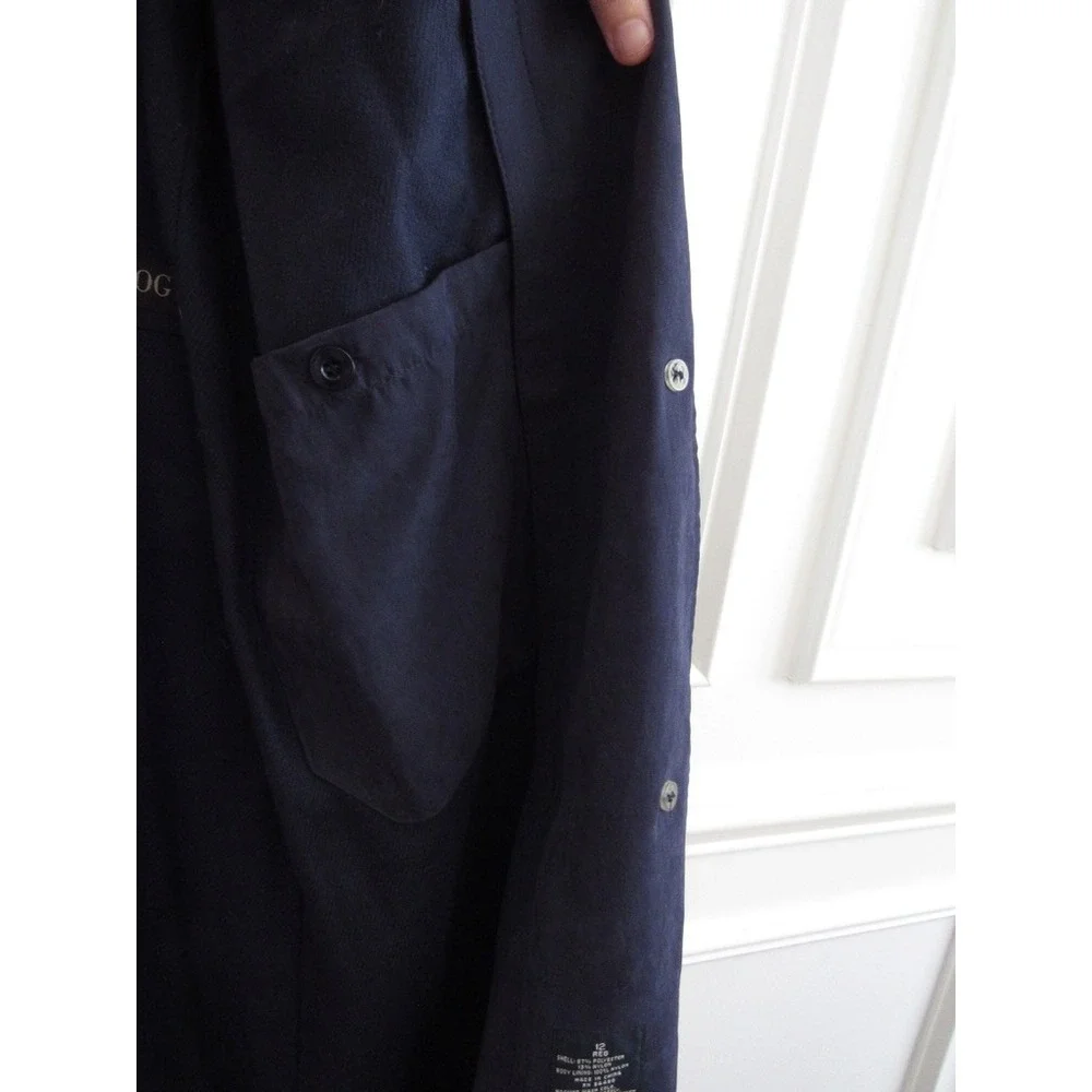 London Fog Trench Rain Coat Women 12 Navy Blue Belted Zip out Liner Long Classic - Picture 8 of 8